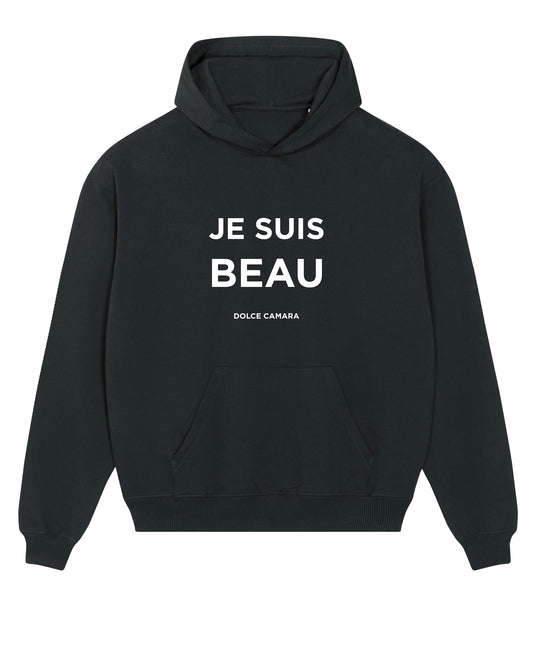 Sweat-shirt "Je suis beau" à capuche noir