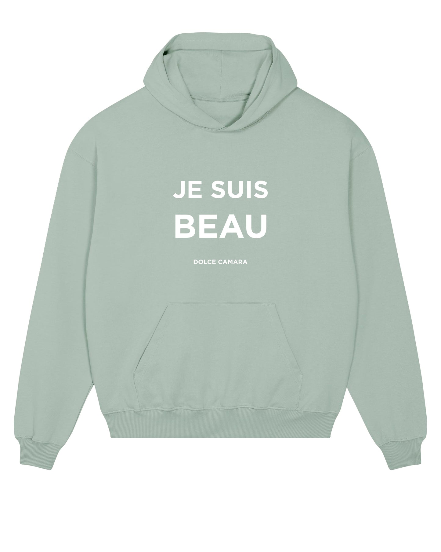 Sweat-shirt "Je suis beau" à capuche vert